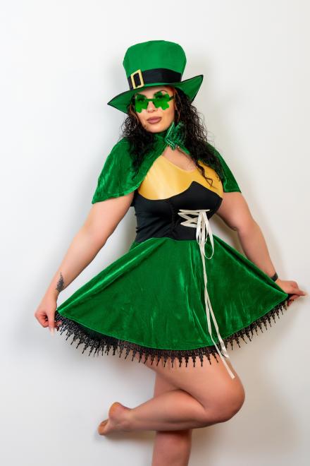 Brooksie Brooks wears her leprechaun outfit for St Patrick's Day